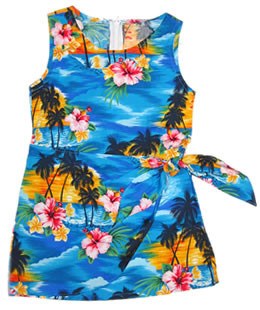 Skyburst Blue Hawaiian Girl's Sarong Floral Dress – PapayaSun